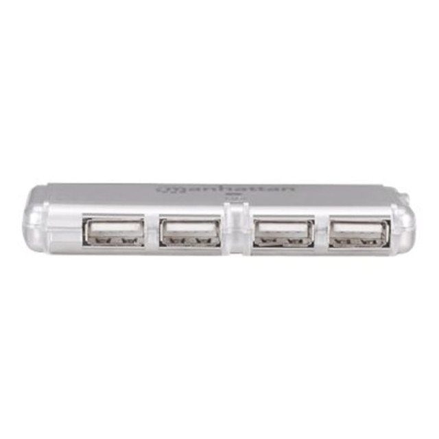 INTRACOM USA, INC. Manhattan 160599  Hi-Speed 4-Port USB 2.0 Pocket Hub, Silver
