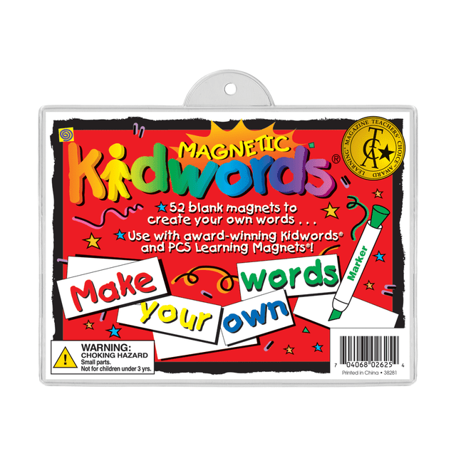 BARKER CREEK PUBLISHING, INC. LM2625 Barker Creek Magnets, Magnetic Kidwords, Make Your Own Words Set, Grades Pre-K+, Pack Of 56