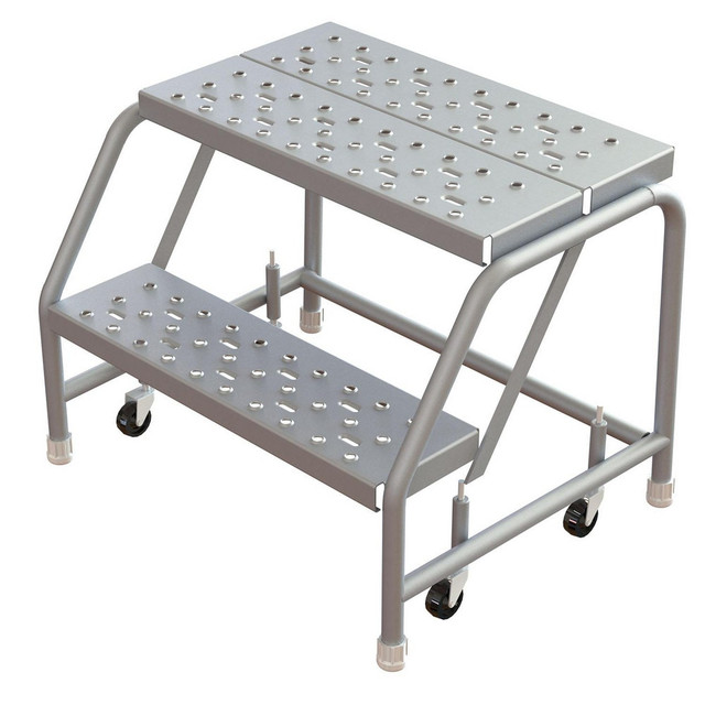 TRI-ARC WLAR002246 2-Step Aluminum Step Ladder: 350 lb Capacity, 1'8" High
