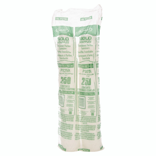 DART P325N Polystyrene Portion Cups, 3.25 oz, Translucent, 250/Bag, 10 Bags/Carton