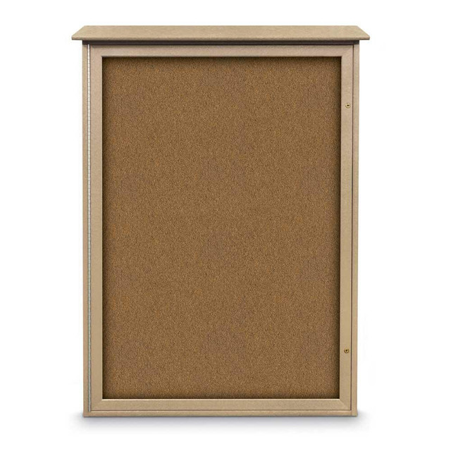 United Visual Products UVSD5438-SAND-F Enclosed Bulletin Board: 54" Wide, 38" High, Cork, Tan