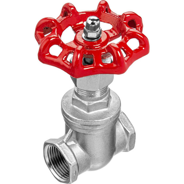 USA Industrials ZUSA-VLV-109 Gate Valves; Type: Gate Valve; End Connection: Threaded (NPT); Body Material: Stainless Steel; WOG Rating (psi): 200; WSP Rating (psi): 16; Bonnet Style: Screw-In; Class: 200; Cv Rating: 17; Handle Type: Wheel; Handle Mat