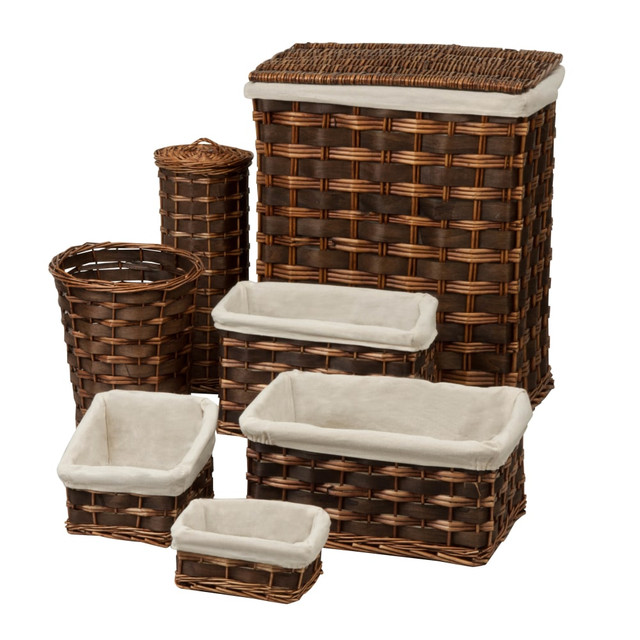 HONEY-CAN-DO INTERNATIONAL, LLC HMP-01866 Honey-Can-Do 7-Piece Hamper And Bath Set, Chocolate Brown