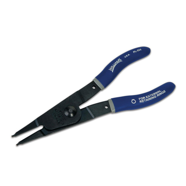 Williams PL-534 Retaining Ring Pliers; Type: Retaining Ring Plier ; Tip Angle: 180 ; Ring Diameter Range (Inch): 0.75 to 2.36 (External) ; Overall Length (Decimal Inch): 7 ; Overall Length (Inch): 7 ; Overall Length (mm): 177.8