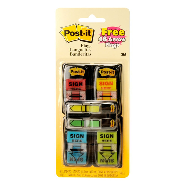 3M CO 680-SH4VA Post-it Flags, 1 in. x 1.7 in., 4 Dispensers, 50 Flags/Dispenser, Assorted Colors, Printed "Sign Here", Back to School Supplies for Students, Flags for Textbooks and Notebooks 3M CO 680-SH4VA Post-it Flags, 1 in. x 1.7 in., 4 Dispensers, 50 Flags/Dispenser, Assorted Colors, Printed "Sign Here", Back to School Supplies for Students, Flags for Textbooks and Notebooks