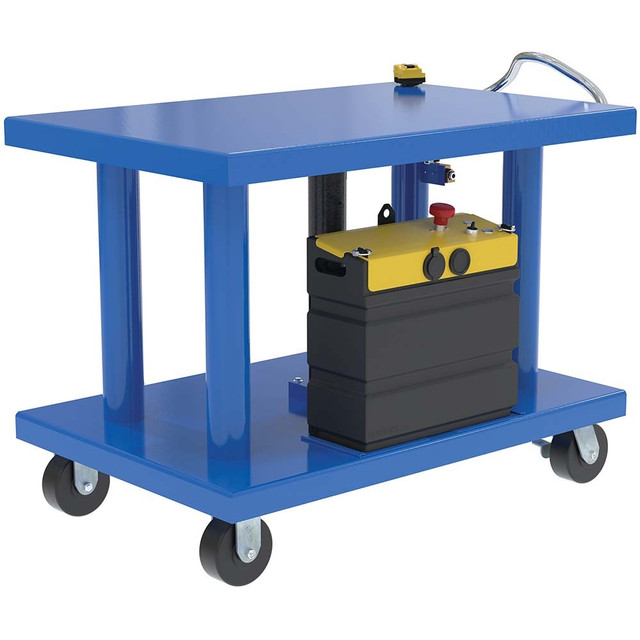 Vestil HT-60-3248-DC Mobile Battery Lift Table: 6,000 lb Capacity, 36-1/2 to 54-1/2" Lift Height, 32" Platform Width, 48" Platform Length