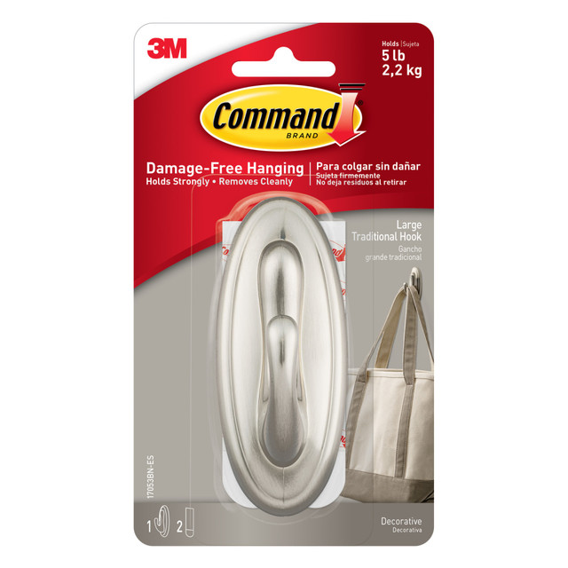 3M CO 17053BN Command Large Hook, 1 Hook, 2 White Adhesive Strips, Damage Free Hanging Picture Hangers, No Tools Wall Hanging Strips For Living Spaces 3M CO 17053BN Command Large Hook, 1 Hook, 2 White Adhesive Strips, Damage Free Hanging Picture Hangers, No Tools Wall Hanging Strips For Living Spaces