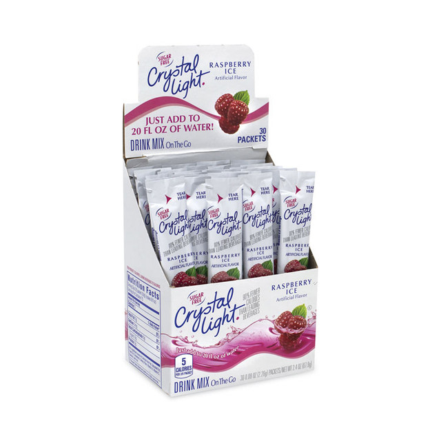 KRAFT FOODS, INC Crystal Light® 30700152 On-The-Go Sugar-Free Drink Mix, Raspberry Ice, 0.08 oz Single-Serving Tube, 30/Pk, 2 Packs/Carton