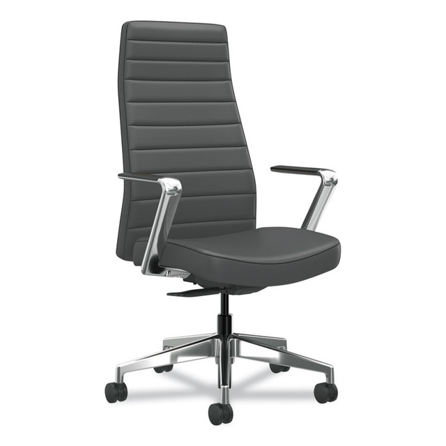 HON COMPANY CEUW0PU19C4P Cofi Executive High Back Chair, Supports Up to 300 lb, Graphite Seat, Graphite Back, Polished Aluminum Base