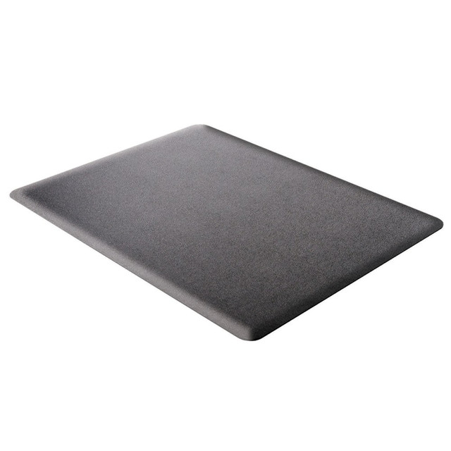This Deflecto Ergonomic Sit-Stand Chairmat features a Free and Clear, non-orthophthalate, non-cadmium formula to promote a healthier work environment, while offering exceptional durability. Its studded design holds the mat firmly to carpets, protecting them from caster wear, spills and heavy traffic.  Dual purpose design combines the cushion of an anti-fatigue mat with the smooth rolling surface fo a Deflecto chair mat  3/8in support foam provides cushion and resilience to reduce stress and strain on the user's back, legs and feet  Easily transition from sitting to standing  Non-slip bottom surface grips hard floor surfaces and reduces the need to reposition the mat  Use with wheeled office chairs or stools