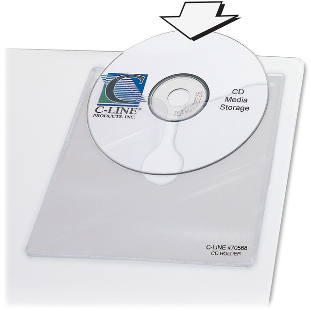 C-LINE PRODUCTS, INC. C-Line 70568  Self-Adhesive CD Holder, 5 1/3 x 5 2/3, 10/PK