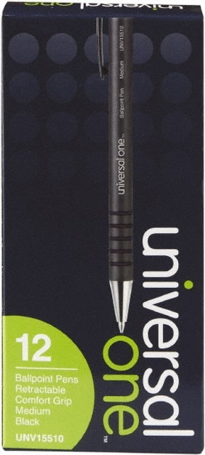 Universal One UNV15510 Ball Point Pen: Conical Tip, Black Ink