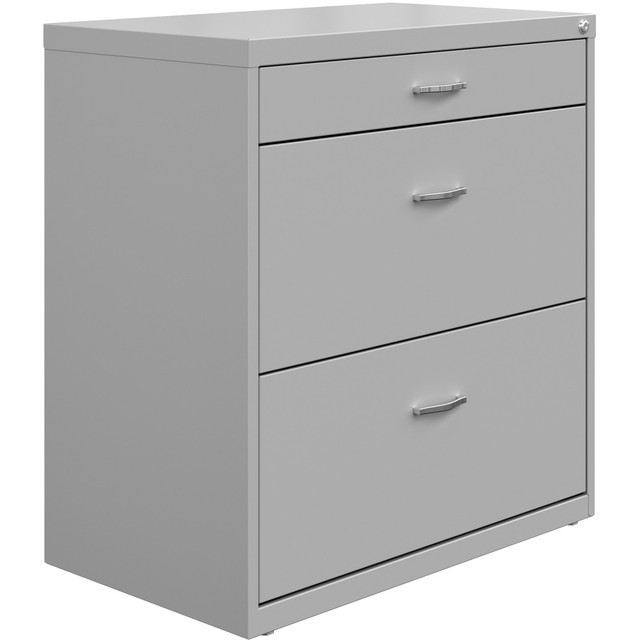 LORELL LYS LF318BBSR  SOHO 30inW x 17-5/8inD Lateral 3-Drawer File Cabinet, Silver