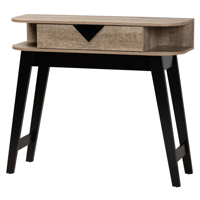 WHOLESALE INTERIORS, INC. 2721-11913 Baxton Studio Wales Console Table, 1-Drawer, 34-13/16inH x 39-7/16inW x 13-13/16inD, Dark Brown/Light Brown WHOLESALE INTERIORS, INC. 2721-11913 Baxton Studio Wales Console Table, 1-Drawer, 34-13/16inH x 39-7/16inW x 13-13/16inD, Dark Brown/Light Brown