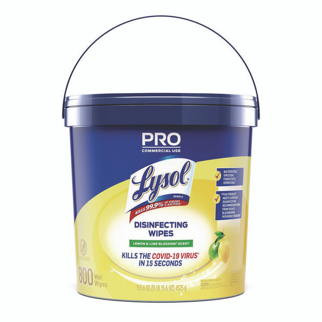 RECKITT BENCKISER LYSOL® Brand 99856CT Professional Disinfecting Wipe Bucket, 1-Ply, 6 x 8, Lemon and Lime Blossom, White, 800 Wipes/Bucket, 2 Buckets/Carton