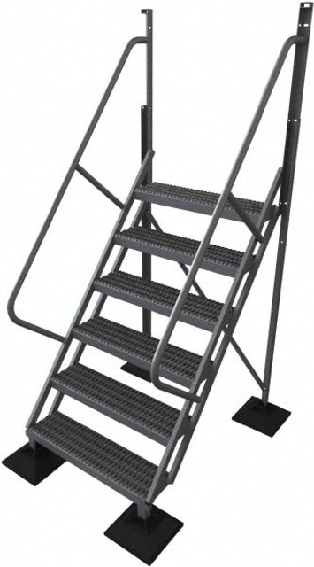 TRI-ARC URTL506 Aluminum Wall Mounted Ladder: 102" High, 6 Steps, 500 lb Capacity