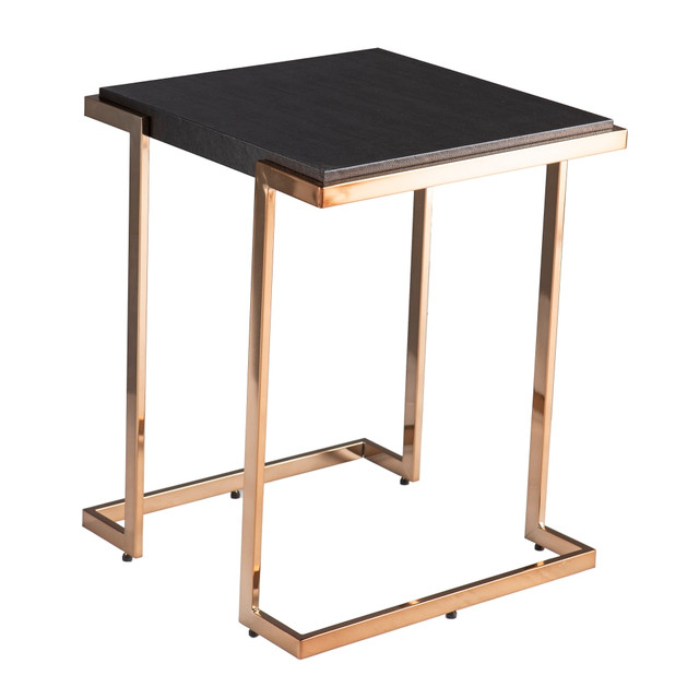 SOUTHERN ENTERPRISES, INC. SEI OC1124706  Barcia Side Table, 24inH x 19-1/4inW x 19-1/4inD, Black/Champagne