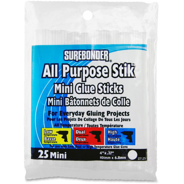 F.P.C. CORPORATION DT25 SureBonder All Purpose Mini Glue Sticks - 25 / Pack - Clear F.P.C. CORPORATION DT25 SureBonder All Purpose Mini Glue Sticks - 25 / Pack - Clear
