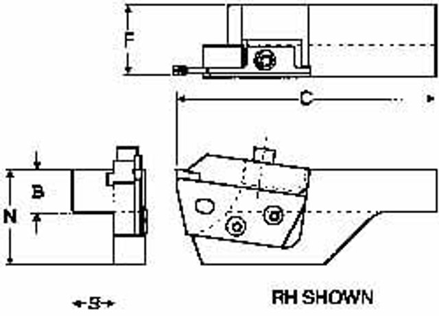 Widia 3587587 Indexable Cutoff Toolholder: 1" Max Depth of Cut, 2" Max Workpiece Dia, 0.118" Min Insert Width, Right Hand