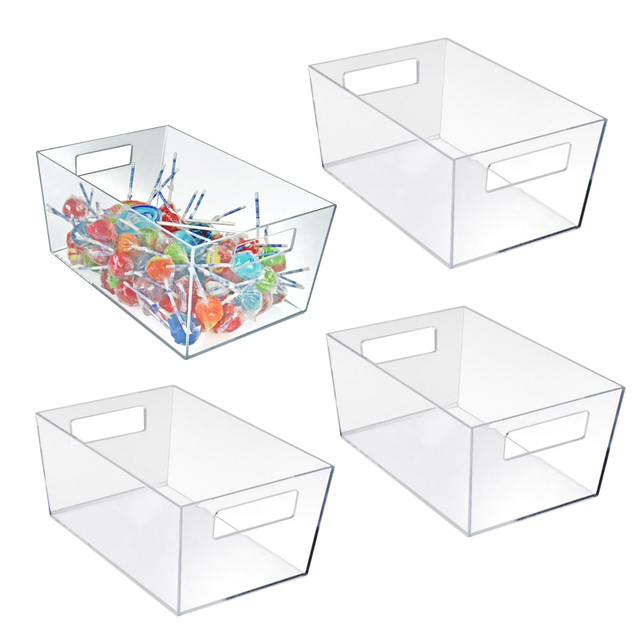 AZAR INTERNATIONAL INC 556239 Azar Displays Tote Bins With Handles, X-Large, Clear, Pack Of 4 Bins AZAR INTERNATIONAL INC 556239 Azar Displays Tote Bins With Handles, X-Large, Clear, Pack Of 4 Bins