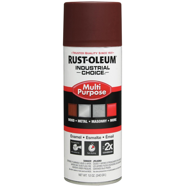 RUST-OLEUM CORPORATION 1667830 Rust-Oleum Industrial Choice 1600 System Multi-Purpose Enamel Spray Primer, 12 Oz, Flat Red, Case Of 6 Cans