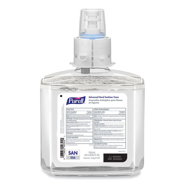 GO-JO INDUSTRIES PURELL® 645302 Advanced Hand Sanitizer Foam, For ES6 Dispensers, 1,200 mL Refill, , Clean Scent 2/Carton