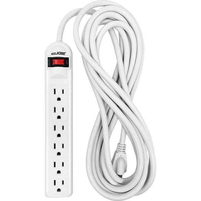 DIGITAL ENERGY DE6OSP-15FT  World 6-Outlet Surge Protector Power Strip with 15-Foot Cord (White) - 6 x AC Power - 1875 VA - 350 J - 120 V AC Input - 15 ft