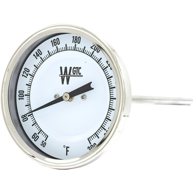 WGTC 3BK06E09 Bimetal & Dial Thermometers; Accuracy (%): 1.00 ; Connection Location: Back ; Mount: Center Back ; Lens Material: Glass ; Mounting Location: Pipe ; Stem Length: 6 (Inch)