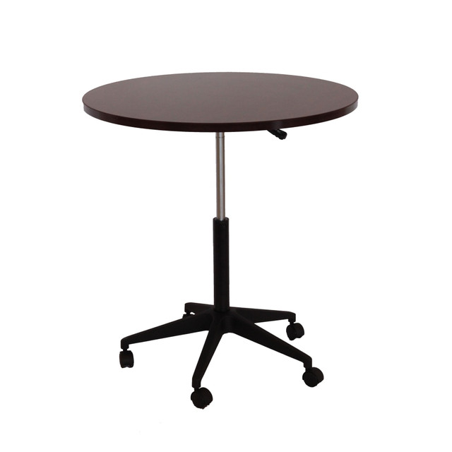 NORSTAR OFFICE PRODUCTS INC. Boss N30-M  Mobile Round Height-Adjustable Table, Mahogany/Black