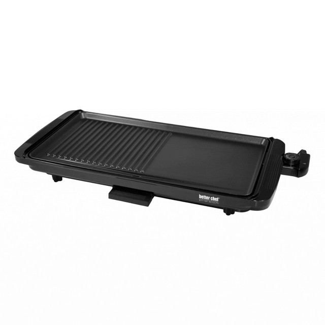 CRYSTAL PROMOTIONS Better Chef 995115086M  2-in-1 Electric Countertop Grill, 3in x 12in x 17in, Black