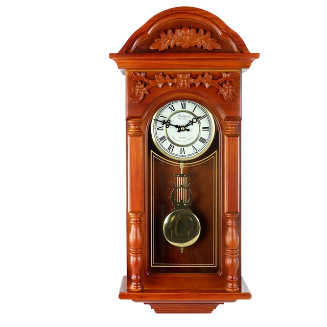 MEGAGOODS, INC. 99597154M Bedford Clocks Wall Clock, 27-1/2inH x 12-3/4inW x 5-3/4inD, Oak