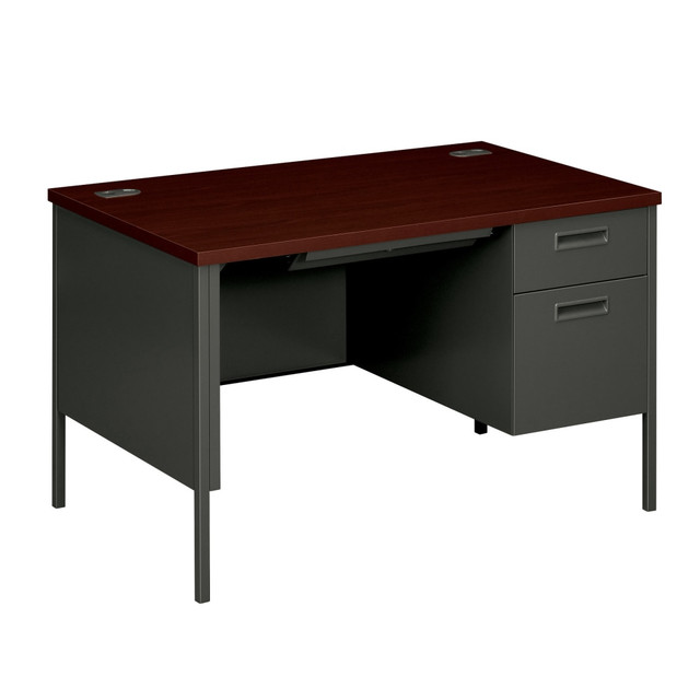 HNI CORPORATION HON P3251RNS  Metro Classic 48inW Single-Pedestal Computer Desk, Mahogany/Charcoal