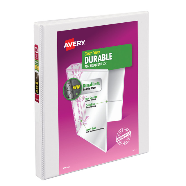 AVERY PRODUCTS CORPORATION 17002 Avery Durable View 3-Ring Binder, 1/2in Slant Rings, White AVERY PRODUCTS CORPORATION 17002 Avery Durable View 3-Ring Binder, 1/2in Slant Rings, White