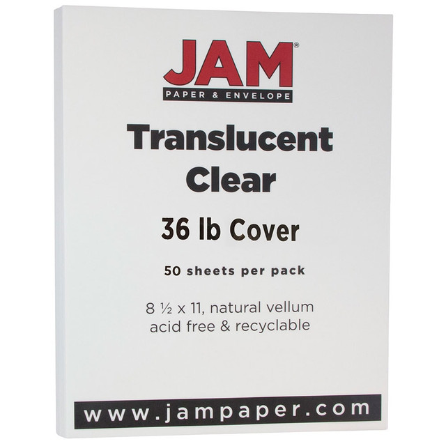 IMSI SOFTWARE PUBLISHING 1566 JAM Paper Card Stock, Translucent Clear, Letter (8.5in x 11in), 36 Lb, Pack Of 50