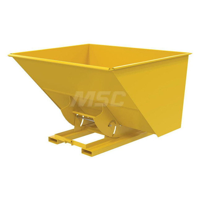 Vestil D-300-LD-NB-YEL Stationary Tilt Hopper: 2,000 lb Capacity, 82" Wide, 69" Long, 51" High