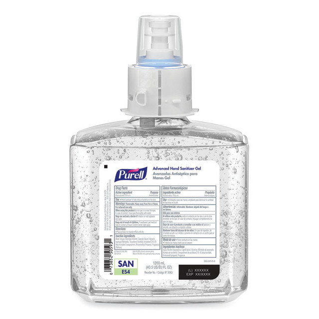 GO-JO INDUSTRIES PURELL® 506302 Advanced Hand Sanitizer Gel Refill, 1,200 mL, Clean Scent, For ES4 Dispensers, 2/Carton