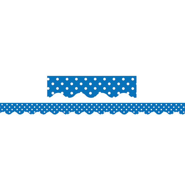 TEACHER CREATED RESOURCES Teacher Created Resources® Blue Polka Dots Scalloped Border Trim, 35 Feet