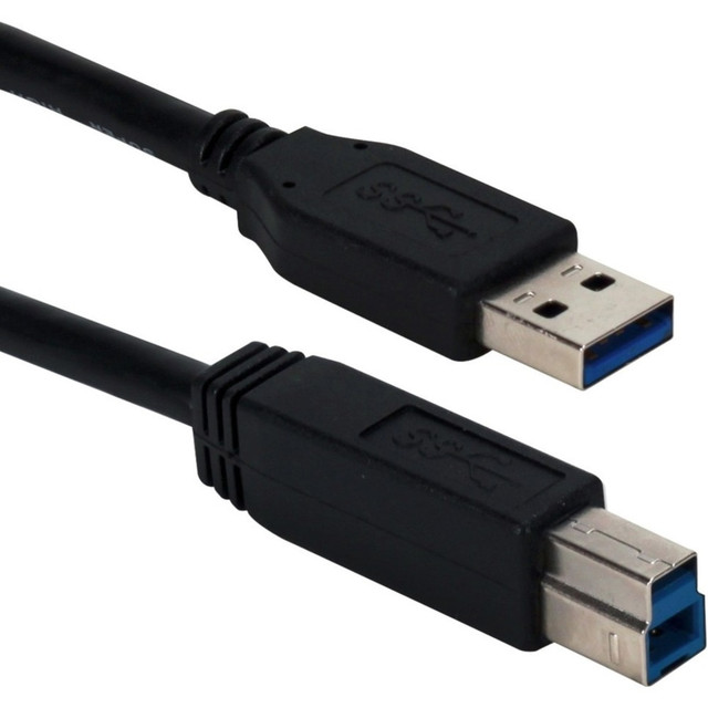 QVS, INC. QVS CC2219C-03BK  3ft USB 3.0/3.1 Compliant 5Gbps Type A Male To B Male Black Cable - First End: 1 x Type A Male USB - Second End: 1 x Type B Male USB - 5 Gbit/s - Shielding - Black