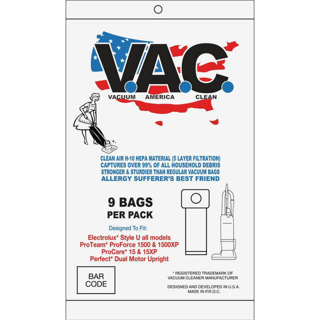 VACUUM AMERICA CLEAN V.A.C. VAC34 V.A.C. Perfect & Lux Upright Vacuum Bags