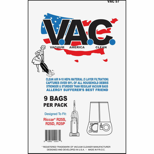 VACUUM AMERICA CLEAN V.A.C. VAC57 V.A.C. Riccar 25 Series Vacuum Bags