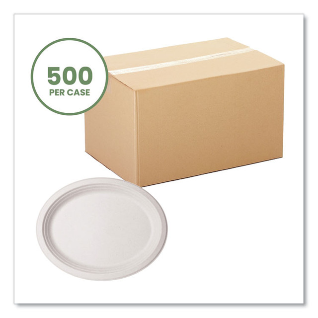 VEGWARE WHBRG710 Molded Fiber Tableware, Compostable, Platter, 7 x 10, White, 500/Carton