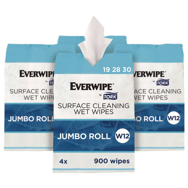 SCA TISSUE Tork® 192830 Surface Cleaning Wet Wipe, 1-Ply, 6 x 6, Lemon, White, 900 Sheets, 4/Carton