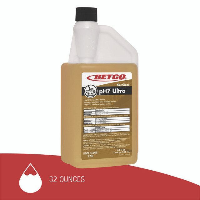 BETCO CORPORATION 1784800 pH7 Ultra Floor Cleaner, Lemon Scent, 32 oz Bottle, 6/Carton