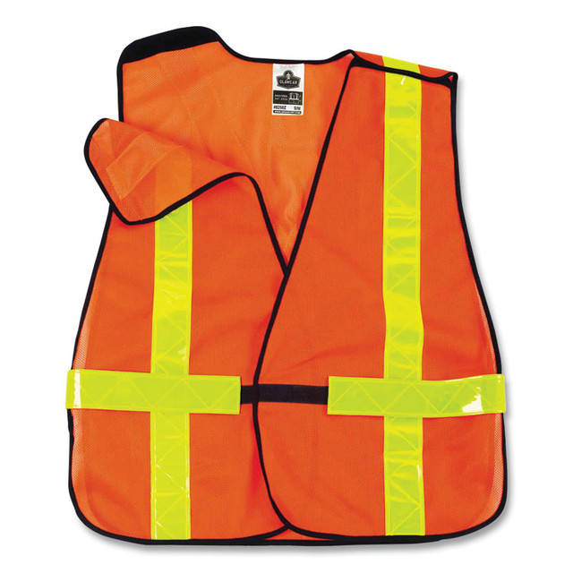 TENACIOUS HOLDINGS, INC. ergodyne® 26030 GloWear 8080BAX Non-Certified X-Back Hi-Vis Safety Vest, Polyester, One Size Fits Most, Orange/Yellow
