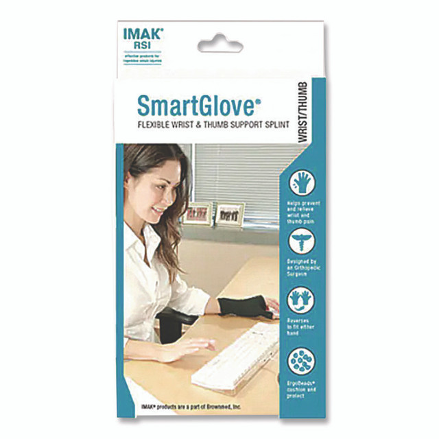 BROWNMED IMAK® RSI A20162 SmartGlove Flexible Wrist and Thumb Support Splint, Medium, Fits Left Hand/Right Hand, Black
