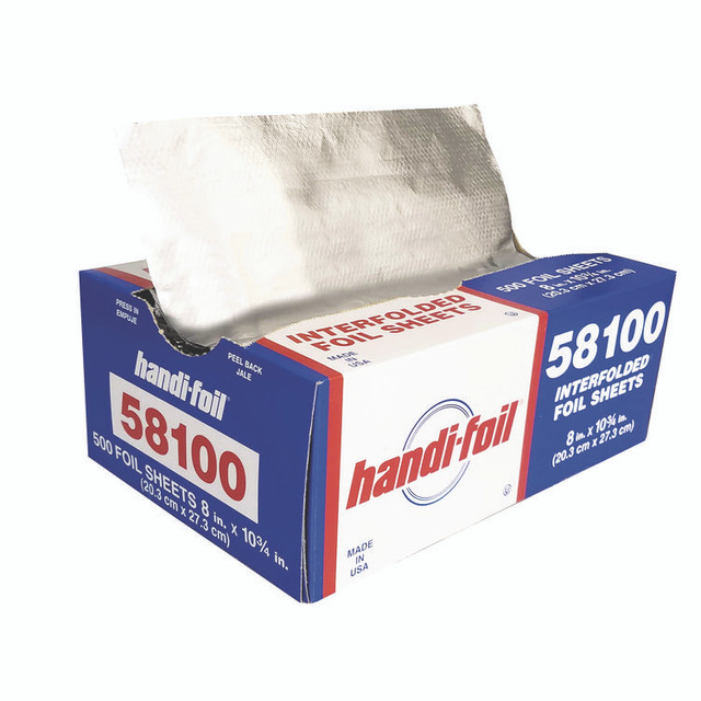 HFA INC 58100 Interfolded Foil Sheets, 55 Gauge, 8 x 10.75, 500/Box, 6 Boxes/Carton