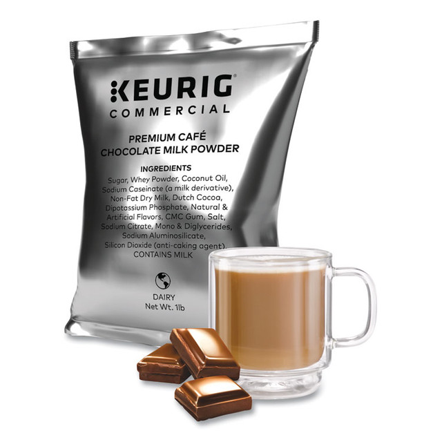 KEURIG DR PEPPER 9796 Premium Cafe Powders, Chocolate, 1 lb Bag, 12/Carton