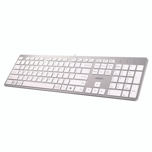 ADESSO INC AKB730UW AKB-730UW Keyboard, Silver/White