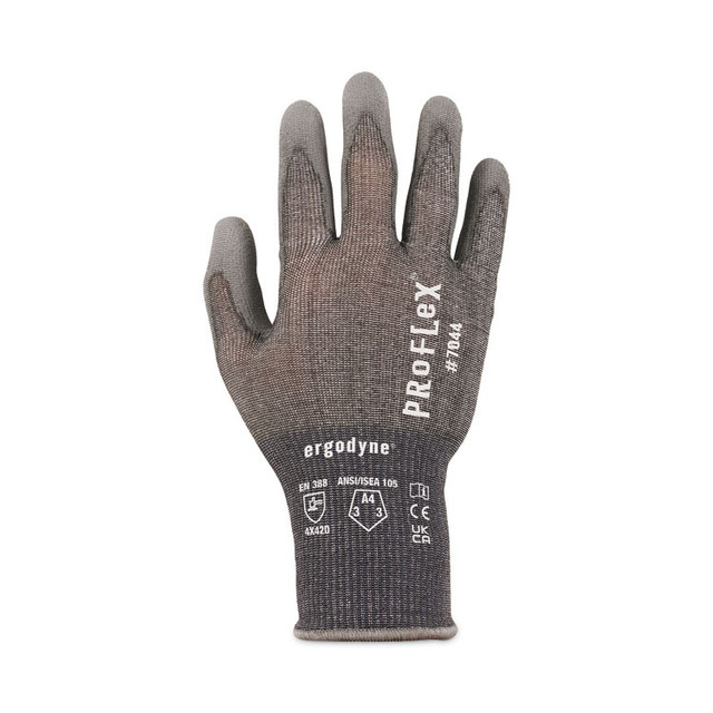 TENACIOUS HOLDINGS, INC. ergodyne® 10496 ProFlex 7044 ANSI A4 PU Coated CR Gloves, EN388: 4X42D, 9" Long, XX-Large, Gray, Pair