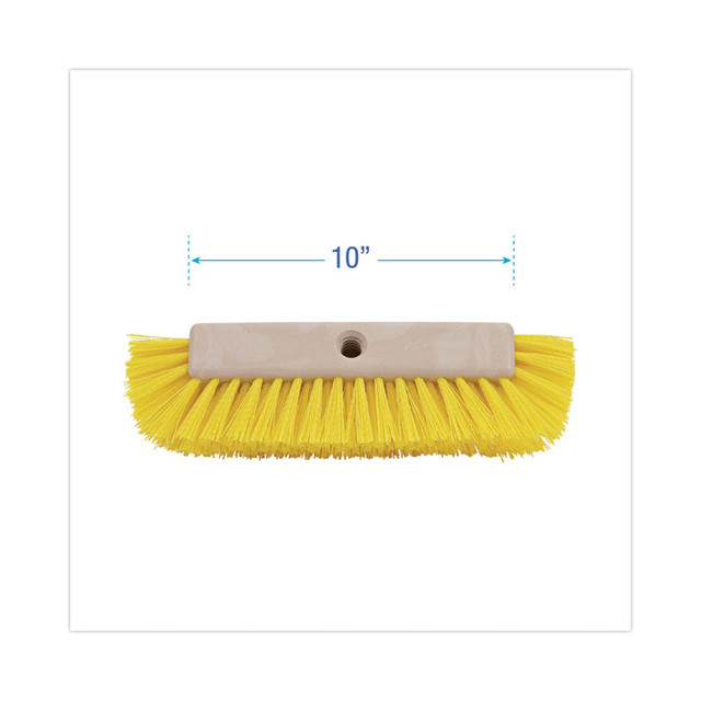 BOARDWALK 3410 Dual-Surface Scrub Brush, Yellow Polypropylene Bristles, 10" Brush, Plastic Handle